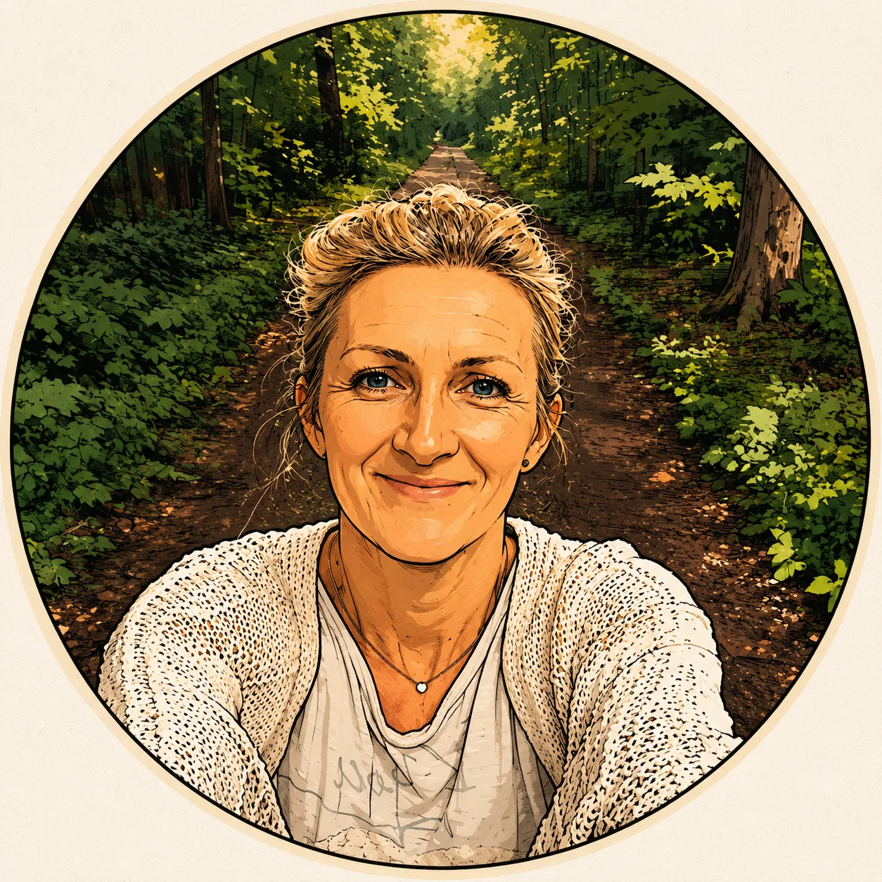 Porträt von Anupama auf einem Waldweg